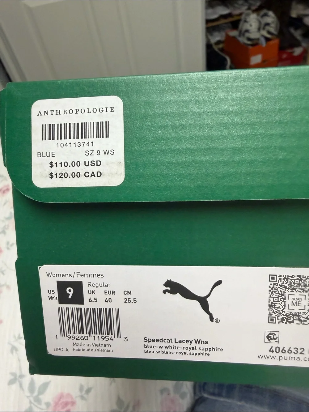 Women’s Puma Blue Speedcat Sneaker New in box size 9